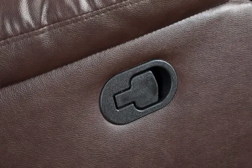 Vista 8 de Juego de sofá reclinable de 3 piezas, tapicería de cuero regenerado, reclinable manual con mesa desplegable y consola central (marrón, 3 piezas)