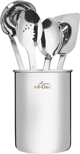 Vista 12 de All-Clad Juego de utensilios de cocina especializados de acero inoxidable, herramientas de cocina para voltear, plateado (paquete de 4)