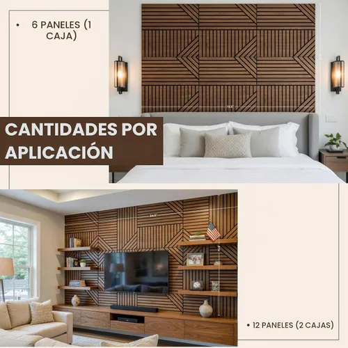 Vista 4 de Paneles decorativos de pared, paquete de 6 unidades, 24 x 24 Enclavamiento de madera