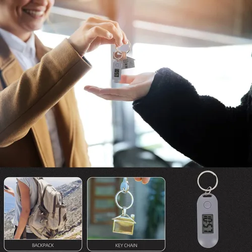 Vista 7 de Llavero reloj de bolsillo digital con temporizador para colgar, mochila luminosa, pequeño reloj de bolsillo, llavero para niños, estudiantes