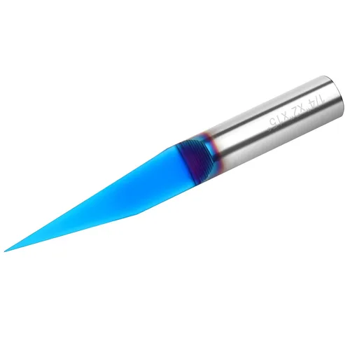 Vista 9 de EANOSIC Broca de enrutador de ranura en V de 15 grados, vástago de 1/4 pulgadas, broca de carburo sólido con revestimiento azul nano para grabado