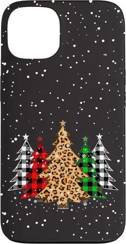 Vista 7 de Funda con diseño de árboles de Navidad con estampado de leopardo y cuadros para iPhone 16