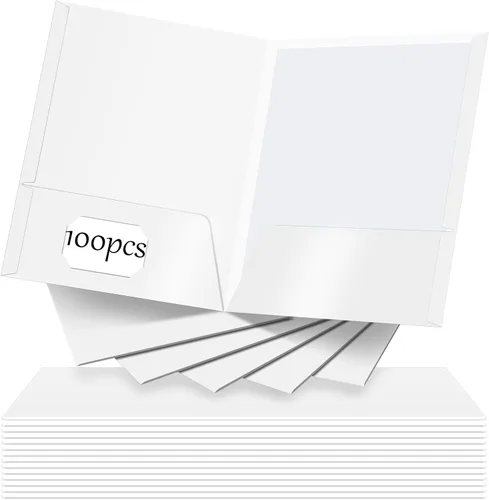 Vista 7 de Seajan Paquete de 100 carpetas con 2 bolsillos laminados brillantes tamaño carta, carpetas de papel a granel con bolsillo para escuela, profesor