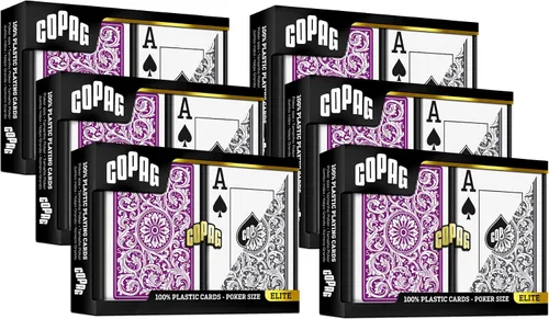 Vista 5 de Copag 1546 Diseño 100% Plástico Cartas de Juego, Tamaño Póker (Estándar) Índice Jumbo Color Púrpura/Gris (1 Juego)