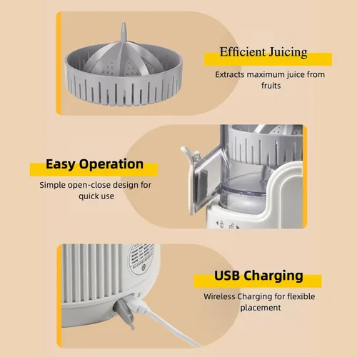 Vista 4 de Exprimidor eléctrico portátil de cítricos, exprimidor de naranja recargable portátil y exprimidor de limón con USB recargable, operación de un solo