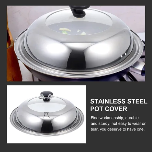 Vista 8 de Operitacx Tapa de olla de acero inoxidable Cubierta de wok de acero inoxidable Cubierta universal para ollas Utensilios de cocina Tapa de cocina