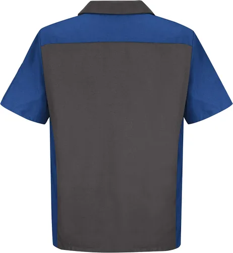 Vista 2 de Red Kap Camisa de Cuello Redondo de Manga Corta de Dos Tonos Carbón/azul (Charcoal/Royal Blue)