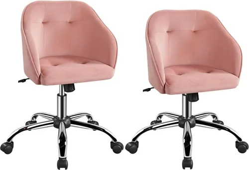 Vista 10 de Yaheetech Silla giratoria moderna de altura ajustable, silla de maquillaje con respaldo medio, silla de oficina para Momen con reposabrazos, ruedas