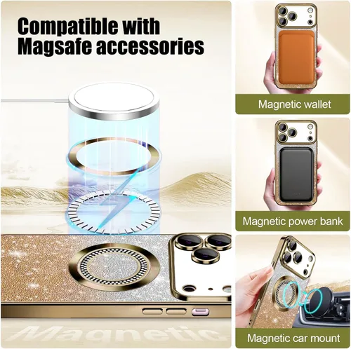 Vista 167 de Misscase Funda magnética con purpurina para iPhone 11 compatible con MagSafe, protección completa, delgada, a prueba de golpes, antiarañazos