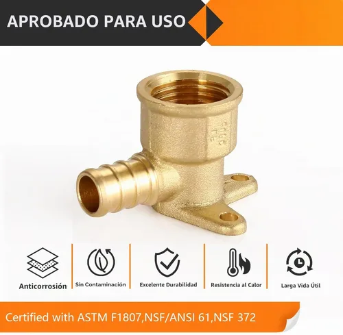 Vista 5 de 10 piezas HeSun 1/2 "PEX Crimp x 1/2" Hembra NPT Drop Ear Codo