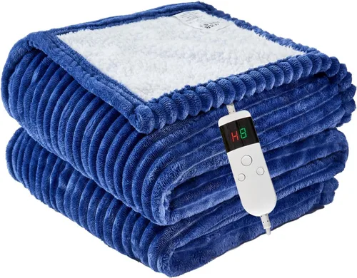Vista 32 de Manta térmica portátil con mangas y bolsillo para el pie, manta térmica de calentamiento rápido con 10 ajustes de calor apagado automático