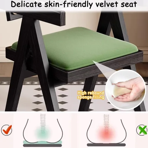 Vista 7 de YVYKFZD Juego de sillas de comedor de madera maciza, sillas de cocina sin brazos, silla de comedor tapizada con respaldo, sillón de terciopelo