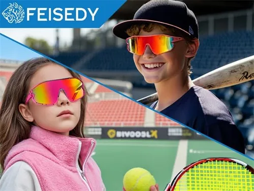 Vista 2 de FEISEDY Gafas de sol unisex para jóvenes, gafas de sol de béisbol y tenis, UV400 deportivas para niños y niñas, pantallas de ciclismo B4064