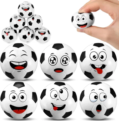 Vista 10 de Arrowbash 12 piezas de mini bolas de estrés con cara para niños y niñas, bolas de espuma para apretar con cara divertida deportiva para alivio