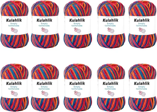 Vista 100 de Hilo acrílico de 1.76 oz (1 x 1.76 oz) para tejer y tejer, hilo de hilo degradado colorido, 1 rollo de madejas, hilo acrílico multicolor, perfecto
