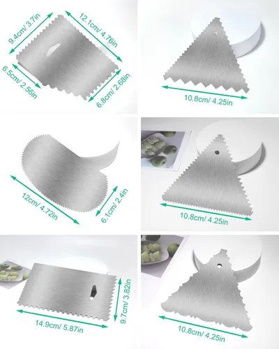 Vista 2 de Nuevo 6pcs Cake Scraper 430 inoxidable Decoración Peine y glaseado más suave