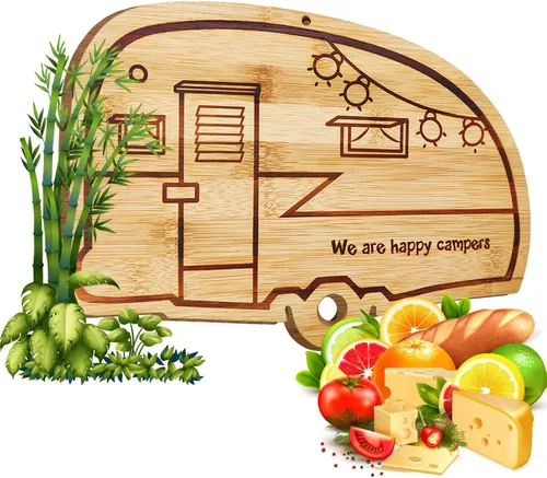 Vista 10 de Tabla de cortar grande para autocaravana, tabla de cortar de madera para cocina, bandeja de servir y tabla de cortar, regalos únicos de RV