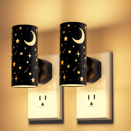 Vista 8 de Luces nocturnas LED enchufables a la pared, paquete de 2 luces nocturnas brillantes de 3000 K, sensor de atardecer a amanecer, regulable de 0 a 100