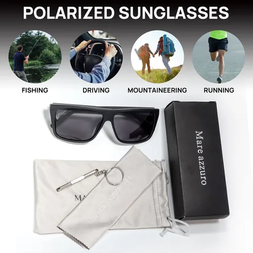 Vista 6 de MARE AZZURO Gafas de sol polarizadas de gran tamaño para mujeres y hombres, para conducir, pesca, deportes, protección UV400, para fiesta, playa, sol