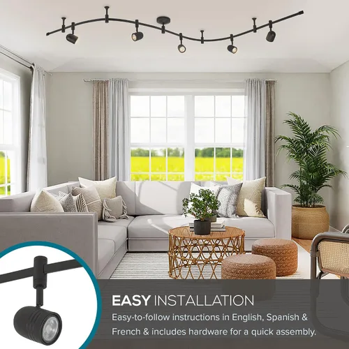 Vista 7 de Catalina Lighting Lámpara de Techo con Riel de 96", Bronce Frotado con Aceite, Riel Flexible LED Transicional de 5 Luces, Bombilla Incluida