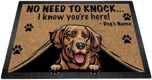Vista 15 de Felpudo personalizado Peeking Dog English Bulldog No Need to Knock I Konw You're Here 23.6 x 15.7 pulgadas Bulldog-1 Inglés