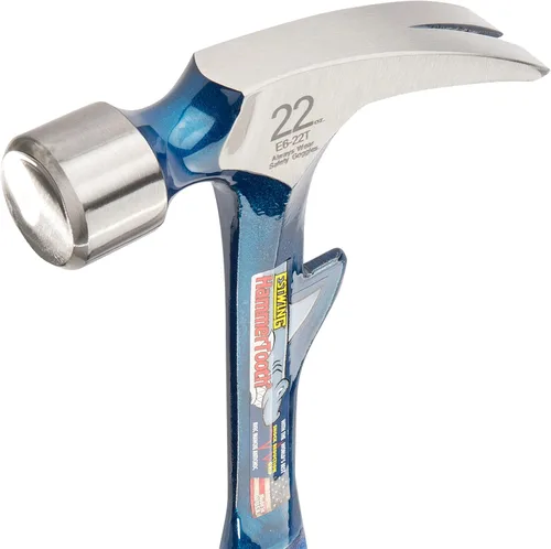 Vista 3 de Martillo Estwing Hammertooth - Garra de arranque recta de 22 oz con cara lisa y agarre de reducción de impactos - E6-22T, Azul