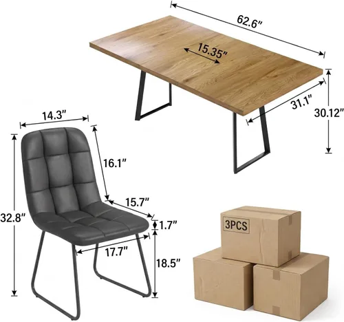 Vista 2 de ZckyCine Mesa de Comedor Moderna de Mediados de Siglo y Sillas para 4 Rectangular de Madera Expandible que Ahorra Espacio Multifuncional Marrón