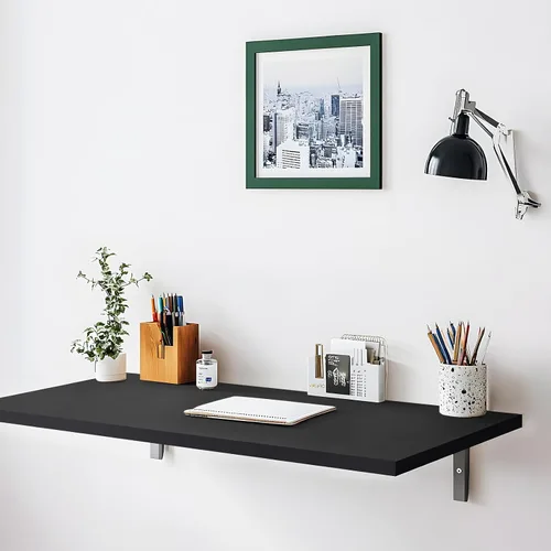 Vista 7 de 36x20 pulgadas Mesa Negra Universal, Escritorio Sólido de Una Pieza, Encimera Reversible de Melamina, Dobles Escritorios, L-Escritorio DIY