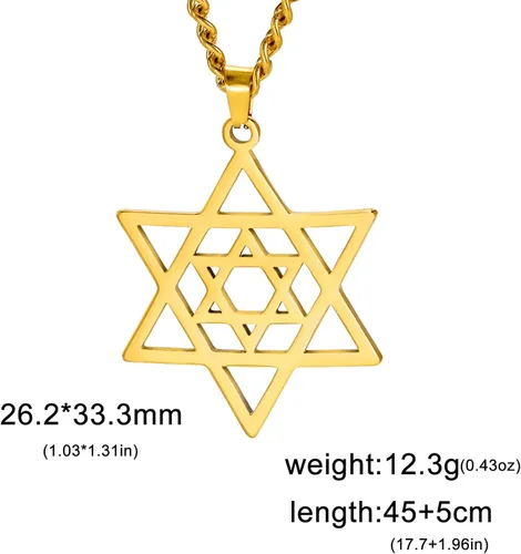 Vista 24 de EUEAVAN Collar con dije de estrella de David contra el mal de ojo de seis puntas con dije de estrella de David, hexagrama demoníaco religioso