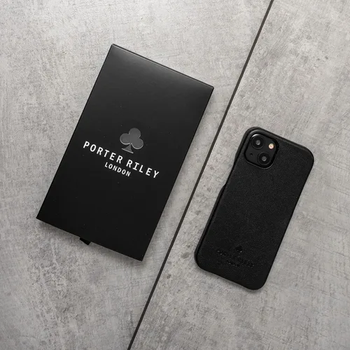 Vista 5 de Porter Riley - Funda de cuero para iPhone 11 (6.1"). Funda de cuero genuino premium Slimline Trasera (negro)