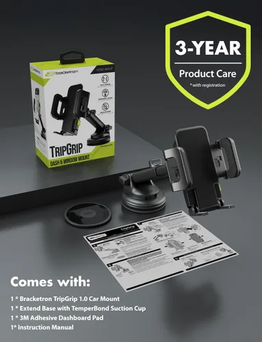 Vista 9 de Bracketron TripGrip - Soporte de teléfono para teléfono celular para salpicadero y parabrisas, liberación con una sola mano, rotación de 360°
