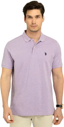 Vista 52 de Polo de piqué de algodón sólido para hombre con pequeño Pony Gris jaspeado
