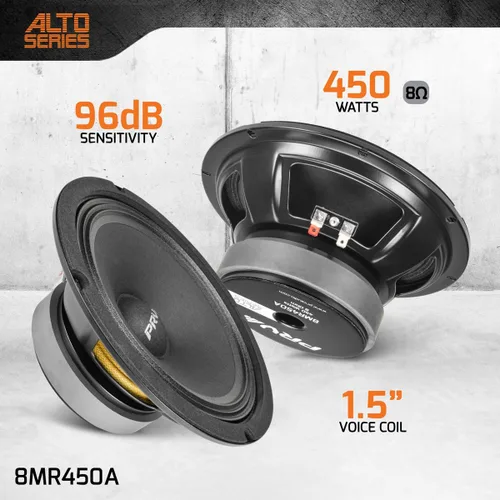 Vista 2 de PRV AUDIO 8MR450A - Altavoz de rango medio de 8 pulgadas, 8 ohmios, 450 vatios, 96 dB, altavoz de rango medio para sistema de sonido profesional