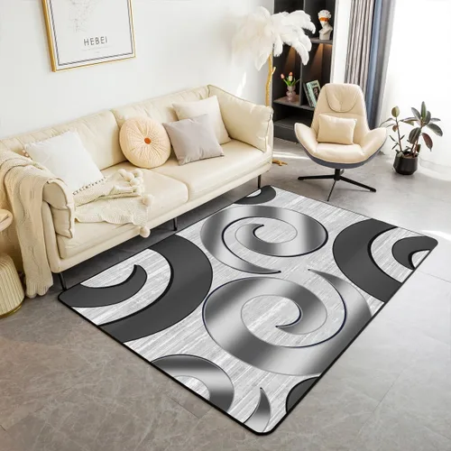 Vista 30 de Alfombra de área en espiral colorida de 3 x 5 pies, abstracta y moderna geométrica, decoración de remolinos, antideslizante, para hombres, mujeres