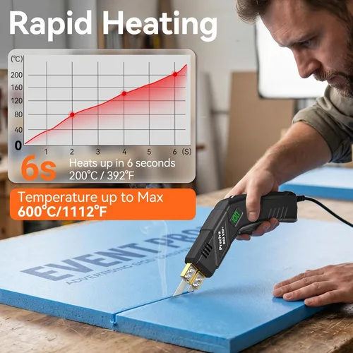 Vista 3 de Preciva Kit de cortador de espuma para cuchillo caliente con funda, herramienta de corte de espuma eléctrica, juego de 8 cuchillas, pantalla