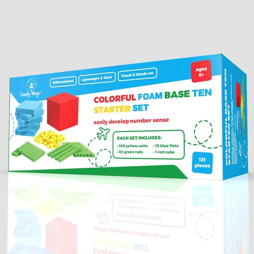 Vista 8 de Simply magic 131 bloques de base de espuma para matemáticas, bloques de valor posicional, base 10 manipulativos matemáticos K-3, contadores