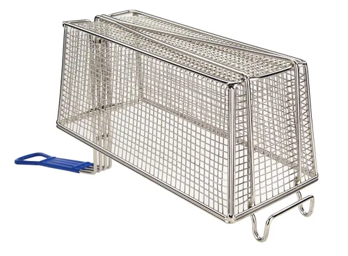 Vista 2 de Winco FB-20 Cesta para freír con mango azul mediano, 13.25 x 5.5 x 5.5 pulgadas
