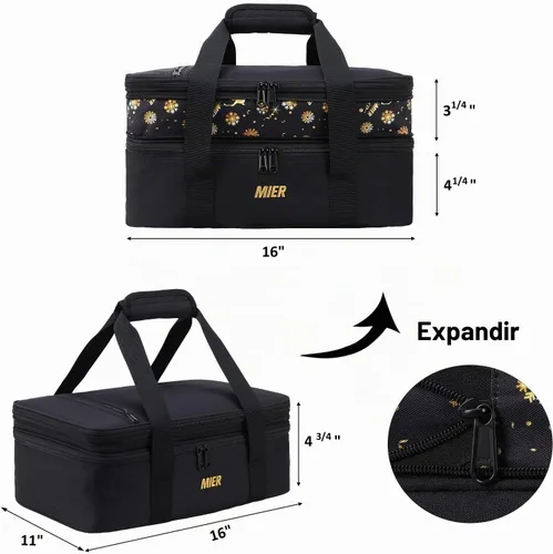 Vista 2 de MIER - Porta cacerola expandible aislada para bandejas de horno de 9 x 13 pulgadas, color negro