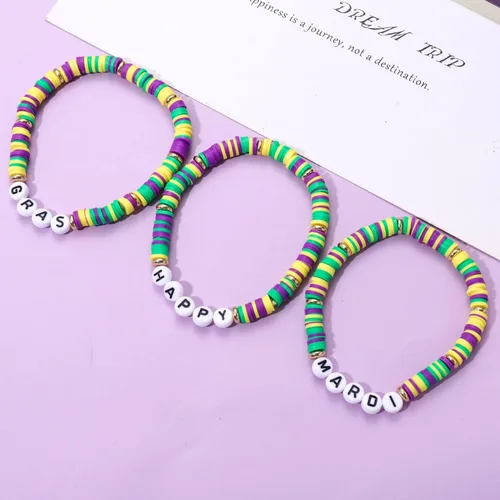 Vista 7 de Surfer Heishi - Pulseras apilables para mujer, apilables, de vinilo arcoíris, disco de arcilla, pulseras elásticas para la amistad, joyería bohemia