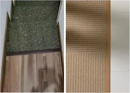 Vista 6 de Tira de transición de piso, tiras de cubierta de suelo de transición autoadhesivas, diseño de grano de madera cortable, tira divisora plana de piso