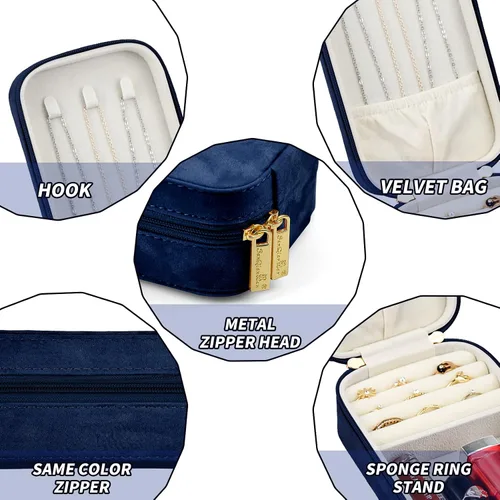 Vista 6 de SANQIANWAN Joyero de lujo para mujer, organizador portátil de viaje para anillos, aretes, collar, regalo para bodas, damas de honor, mujeres