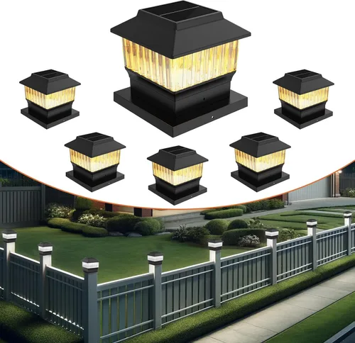 Vista 14 de Paquete de 4 luces solares para tapa de poste, modernas #2: se adapta a postes de vinilo de 4 x 4 y madera de 5 x 5 pulgadas, temperatura de 3
