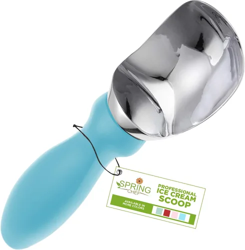 Vista 12 de Spring Chef Cuchara de helado de acero inoxidable 18/8 con mango de agarre suave, cuchara de helado resistente para helados, sorbetes, masa de Negro