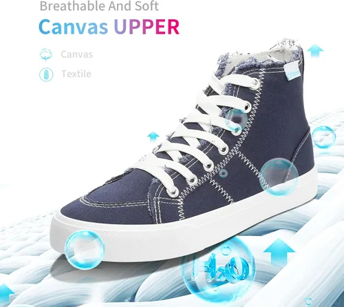 Vista 62 de Obtaom Zapatos de lona de alta calidad para mujer/hombre para jugar a media pantorrilla, zapatillas de deporte de moda casuales con cordones de alta