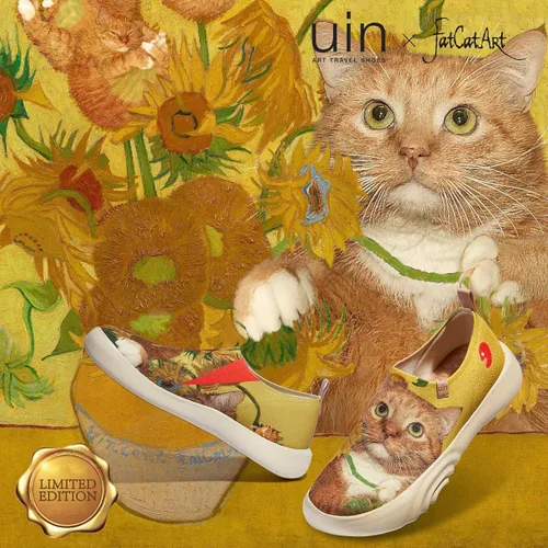 Vista 2 de UIN x FatCatArt Collaboration Women's Art Travel Shoes Slip On Casual Loafers Lightweight Comfort Fashion Sneaker