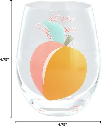 Vista 9 de Pavilion Gift Company Why Be Moody When You Can Shake Your Booty Booty, copa de vino sin tallo con patrón de durazno, 18 onzas, naranja