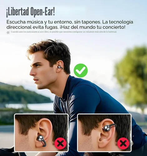 Vista 8 de King Lucky Auriculares de clip Gen 3, auriculares inalámbricos Bluetooth 6.0 de oreja abierta con micrófono, ajuste seguro para orejas pequeñas