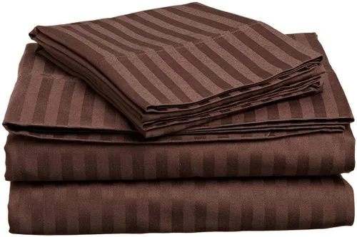 Vista 11 de Branded 400 Thread Count 100% Egyptian Cotton 4-Piece Extra Deep Pocket, Bed Sheet Set Fit Upto 24 Inches Deep Pocket, Twin Size Striped Black