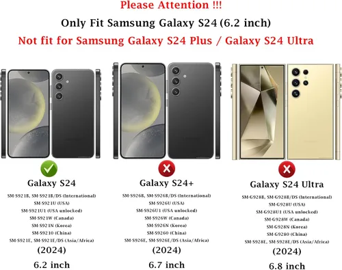 Vista 2 de Funda para Samsung Galaxy S24 con cubierta para lente de cámara, protector de pantalla HD, doble capa de grado militar, probada contra caídas