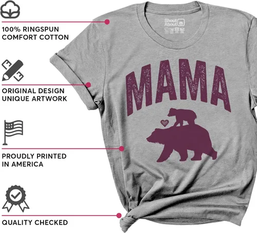 Vista 4 de Camiseta con texto en inglés "Mama Bear" para el Día de la Madre